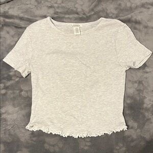 Bozzolo Light Gray Ribbed Short Sleeve Top
